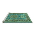 thumbnail image 2 of Ahgly Company Machine Washable Indoor Round Geometric Turquoise Blue Traditional Area Rugs, 8' Round, 2 of 4