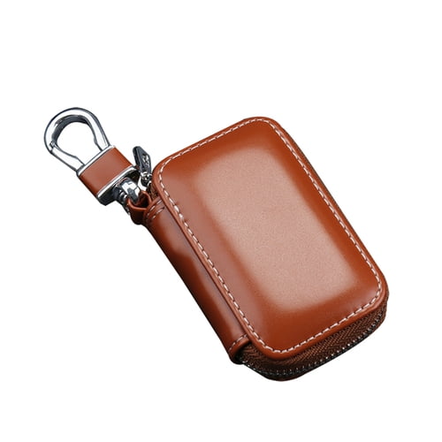 Soumake Stylish Genuine Leather Car Key Fob Case Cover Keychain Zipper Bag Protector Practical