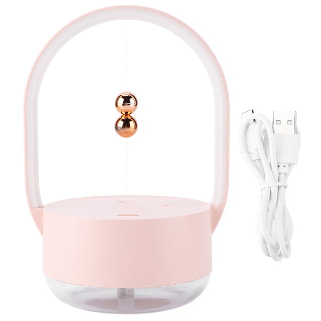 Humidificador de nebulización USB con asa Humidificador de escritorio con tanque de agua de 350 ml con luz nocturna de poco ruido rosa