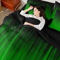 thumbnail image 4 of jejeloiu Neon Geometric Stripe 7-Piece Twin Bedding Sets,Green Lines Bedding Comforter Set For Adults Reversible, 4 of 8
