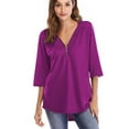thumbnail image 2 of Tralilbee New Fashion Versatile Plus Size 53XL Half Sleeve Shirt Ruched Zipper Loose Casual T-Shirt, 2 of 3