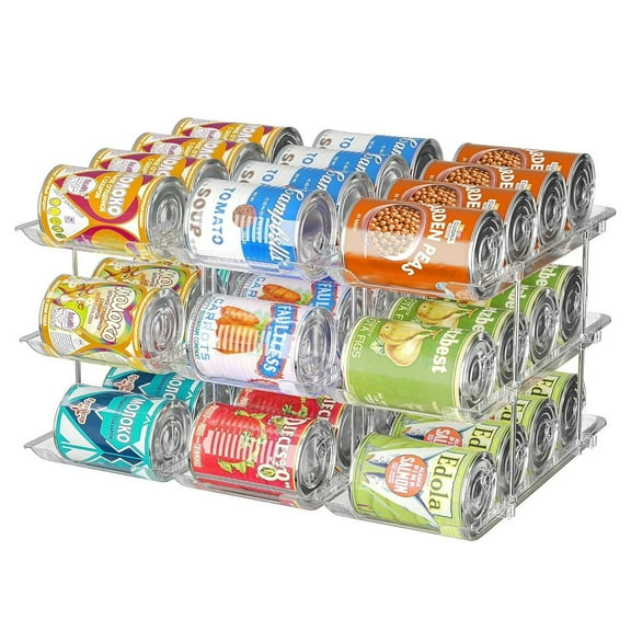 Vorfor Can Organizer for Pantry, 3 Sets 3 Tiers Can Storage Organizer Pantry for Fridge 36 Cans Rack Automatic Rolling Stackable Canned Food Organizer
