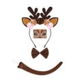 thumbnail image 6 of FYEGRE Deer Headband For Kids Festive Holiday Party Outfit With Elegant Bow Tie And Detachable Tail Piece Pink One Size, 6 of 6
