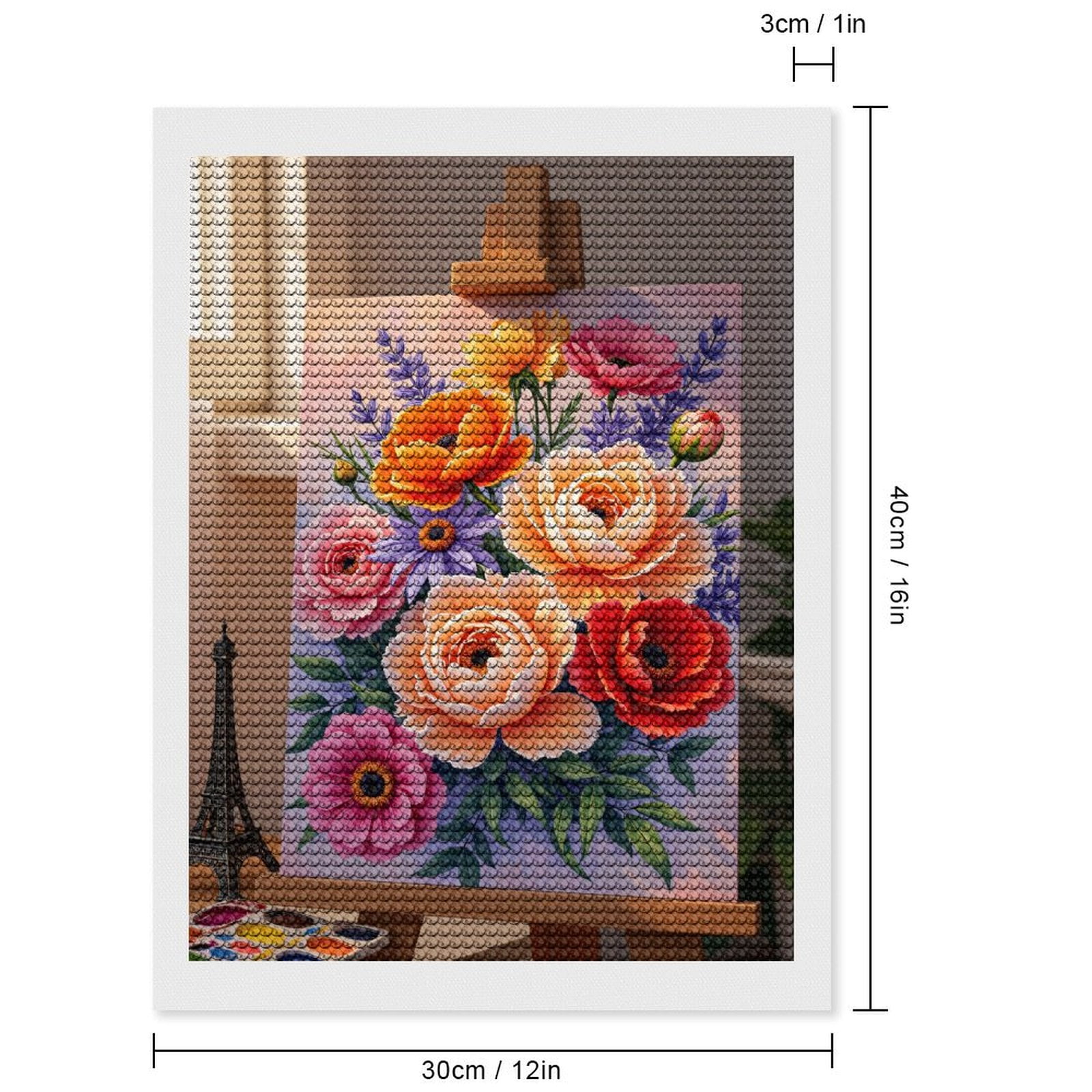 Diamond Art Kit for Adults, Flowers Painting Bright Art Canvas Diamond Painting for Adults Beginners, 5D DIY Diamond Art Painting Kits, Colorful Diamond Painting Craft for Home Decor 12x16