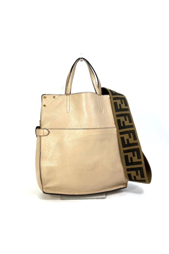 Pre-Owned Fendi 8BT303 Zucca Hand Bag 2WAY bag Crossbody Shoulder Bag Beige (Good)