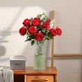 thumbnail image 4 of 10 exquisitas rosas artificiales con tallo, rosas de seda simuladas con apariencia realista, ideales for centros de mesa de ramos de novia, decoración floral y decoración del hogar for bodas., 4 of 6