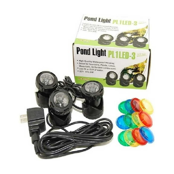 Jebao PL1LED-3 Submersible Pond LED Light with 4 Colored Lenses