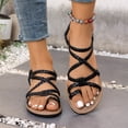 thumbnail image 2 of hoksml Women's Braided Gladiator Flat Sandals Crisscross Straps Open Toe Bohemian Summer Beach Shoes, 2 of 9