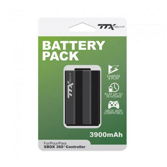 Xbox 360 Contrôleur Noir Syllisé Batterie Rechargeable [TTX Tech]
