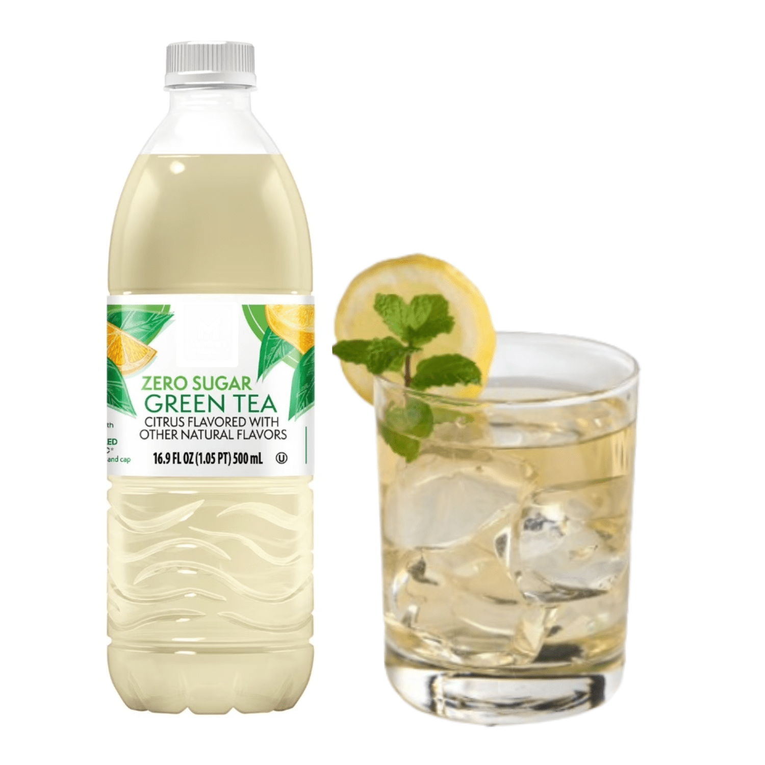 Zero Sugar Green Tea with Citrus Flavor – 16.9 fl oz Bottles (48 Pack)