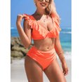 thumbnail image 2 of Charmo Womens Ruffled V Neck Bikini Sets High Waisted Two Piece Bath Suit, 2 of 4