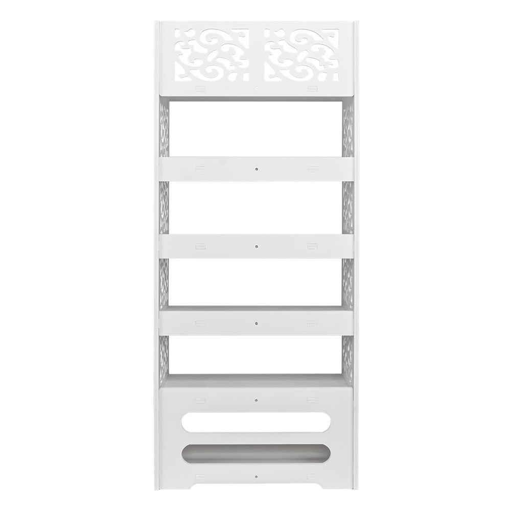 Wood-plastic Board Six Tiers Carved Shoe Rack White A