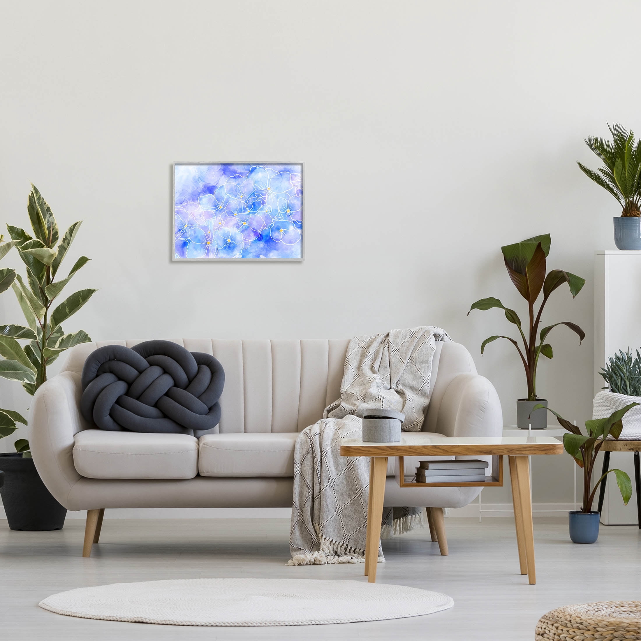 Contemporary Floral Shapes Botanical & Floral Graphic Art Gray Framed Art Print Wall Art