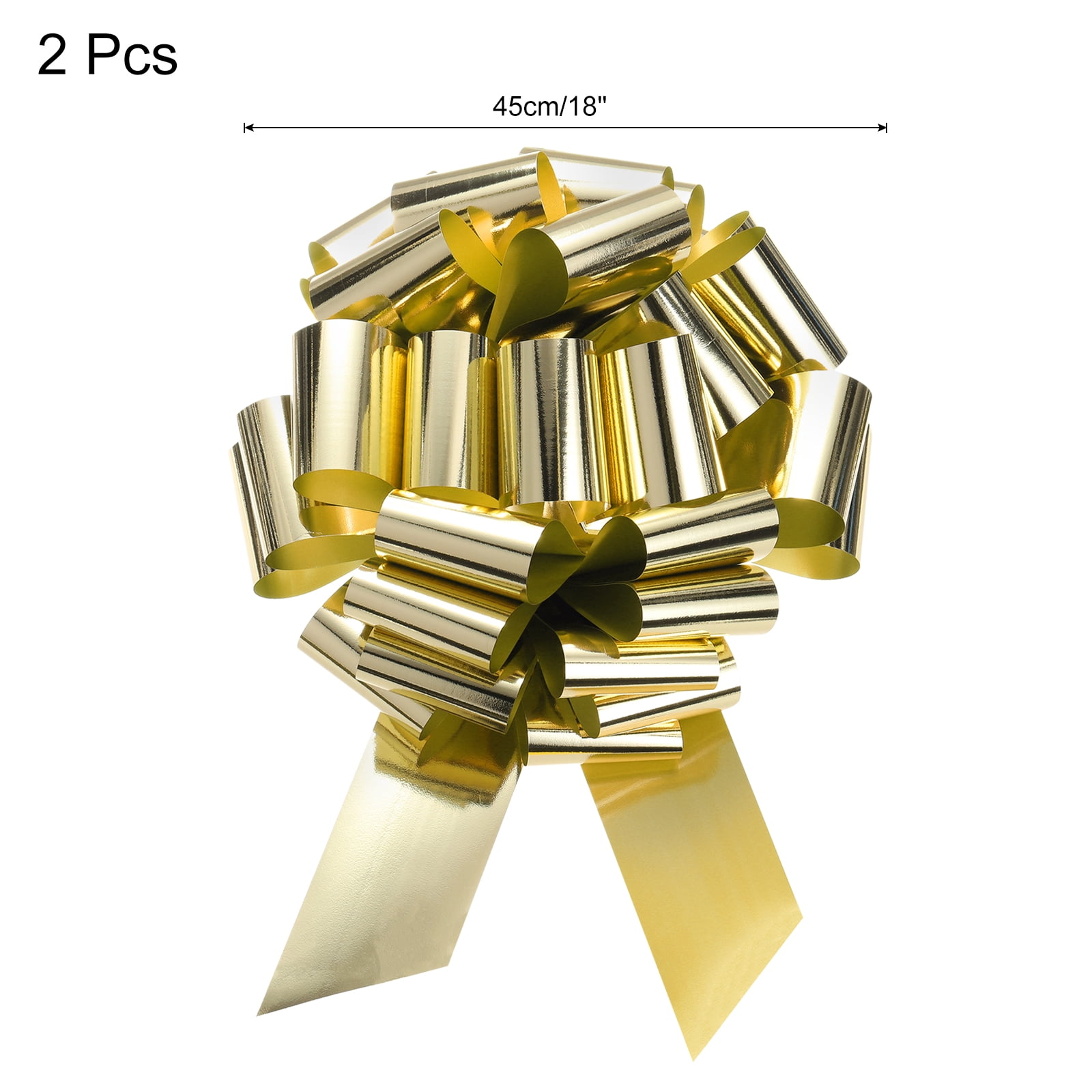 Uxcell 2pcs 18" Extra Giant Large Pull Bow Christmas Metallic Car Gift Wrapping Bows for Wedding Gift, Gold