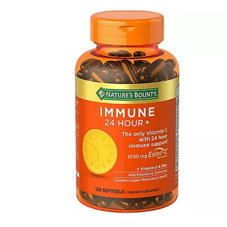 Nature's Bounty® Immune 24 Hour +, The only Vitamin C with 24 Hour Immune Support from Ester C, Rapid Release Softgels, 120 Count