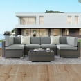 thumbnail image 1 of CHYVARY 7 Pcs Outdoor Sectional Sofa Conversation Sets,Patio PE Wicker Rattan Woven,Washable Sponge Cushions with Tea Table,Brown&Gray, 1 of 9