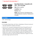 thumbnail image 2 of Rear Brake Pad Set - Compatible with 2007 - 2014 Ford Edge 2008 2009 2010 2011 2012 2013, 2 of 2