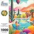 thumbnail image 2 of Blossoming Desert: Poolside Paradise - Premium 1000-Piece Jigsaw Puzzle by Cross & Glory, Eco-Friendly, Vibrant Colors, Satin Finish, 20x27 Inches, Adult Challenge, 2 of 3