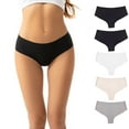 thumbnail image 2 of qelini 5 Pack Seamless Underwear for Women Plus Size Solid Elastic Waist Breathable Briefs Stretch Lightweight Panties, 2 of 7