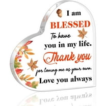 Thank You Inspirational Heart Shaped Acrylic Decor for Men Women, I Am Blessed To Have You In My Live Sign for Office Desk Bookshelf Bedroom Nightstand, 4 x 4 Inch