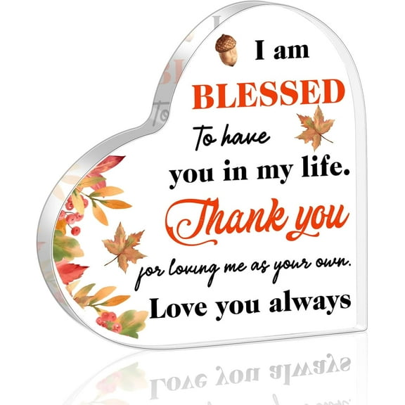 Thank You Inspirational Heart Shaped Acrylic Decor for Men Women, I Am Blessed To Have You In My Live Sign for Office Desk Bookshelf Bedroom Nightstand, 4 x 4 Inch