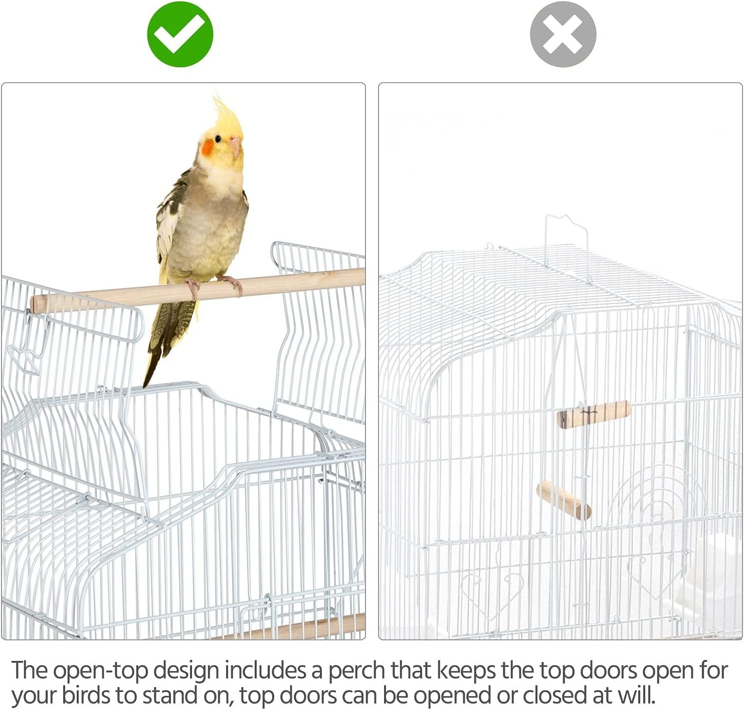 CHTER 41-Inch Portable Hanging Flight Bird Cage for Small Parrots Quaker Cockatiels Sun Parakeets Green Cheek Conures Finches Canary Budgies Lovebirds Travel Bird Cage