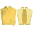 thumbnail image 3 of dPois Women's Lyrical Dance Crop Top Shiny Rhinestone Sleeveless Exquisite Embroidery Stage Performance Vest Yellow M, 3 of 4