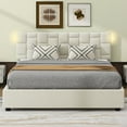 thumbnail image 2 of Queen Size Upholstered Platform Bed with Adjustable Headboard and Under-Bed Storage, Multi-Functional Wooden Bed Frame with Night Lamp and Type Charging, Noise-Free Design, No Box Spring Needed, Beige, 2 of 9