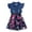 Navy Blue, variant on MSemis Girls One-Piece Outfits Flying Sleeve Denim Top with Floral Print A-line Skirt Navy Blue 14