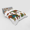 thumbnail image 3 of Hamsa Duvet Cover Set, Savannah Animals Paisley and Hamsa Hand Pattern with Orient Ornate Malaysian, Bedding Set with Shams and Fitted Sheet, 3 Sizes, by Ambesonne, 3 of 3