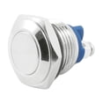 thumbnail image 1 of Interruptor de botón pulsador redondo de acero inoxidable de tono plateado montado al ras de 16 mm, 1 of 1