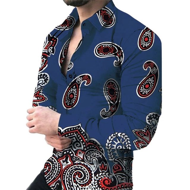Camisas de manga larga con estampados de cachemira de la antigua Babilonia con estampado 3D, camisetas de oficina con gráficos de tótem espiritual hinduismo para hombres, blusas