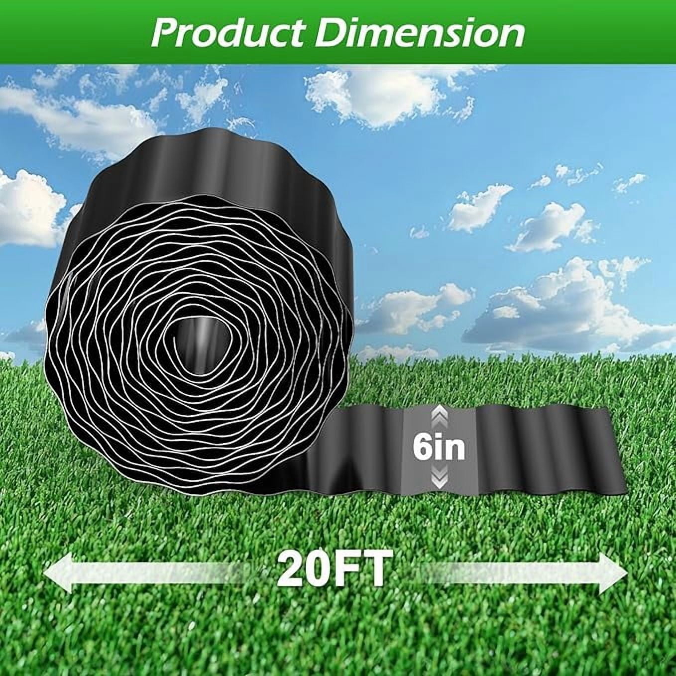 Corrugated Metal Garden Edging, 6'' x 20FT Landscape Border for Flower Bed, Lawn, Yard, Paver Black