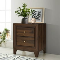 Anza Walnut 2-drawer Nightstand Bedside Table