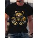 thumbnail image 1 of Camiseta gráfica novedosa para hombre: camiseta informal de cuello redondo con calavera impresa en 3D y diseño geométrico, algodón transpirable, perfecta para exteriores de verano, camiseta deportiva, 1 of 5