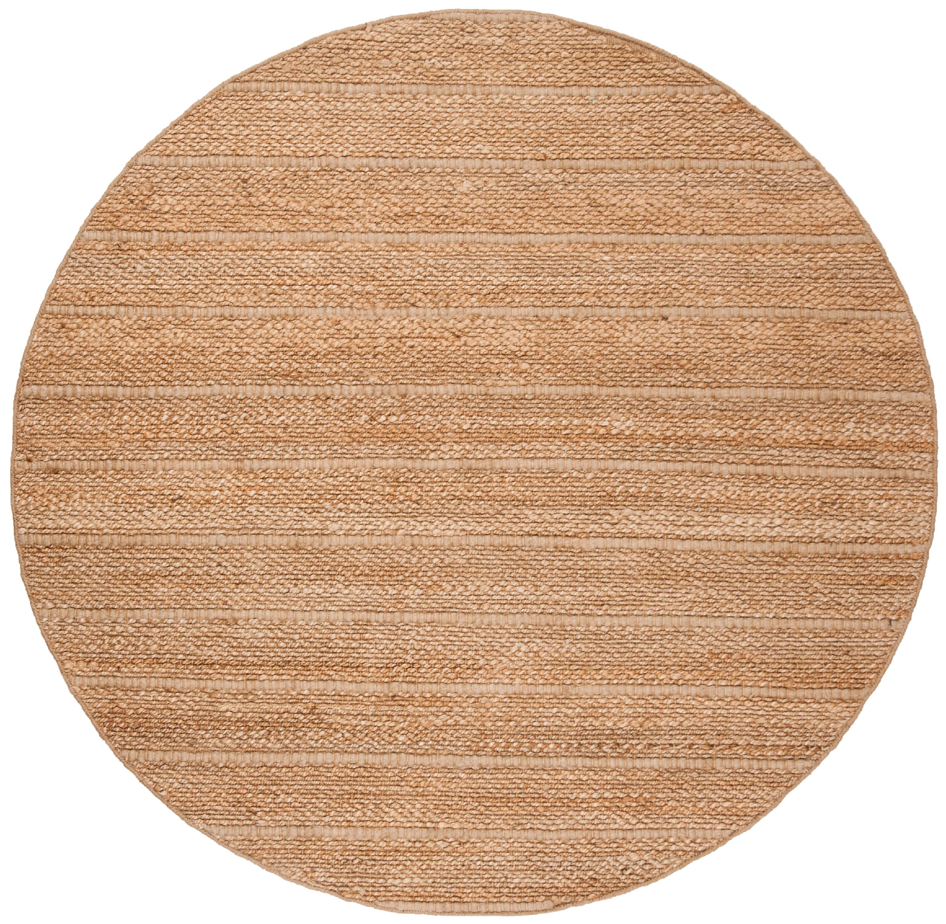 SAFAVIEH Natural Fiber Carrie Braided Area Rug, Natural/Light Grey, 6' x 6' Round