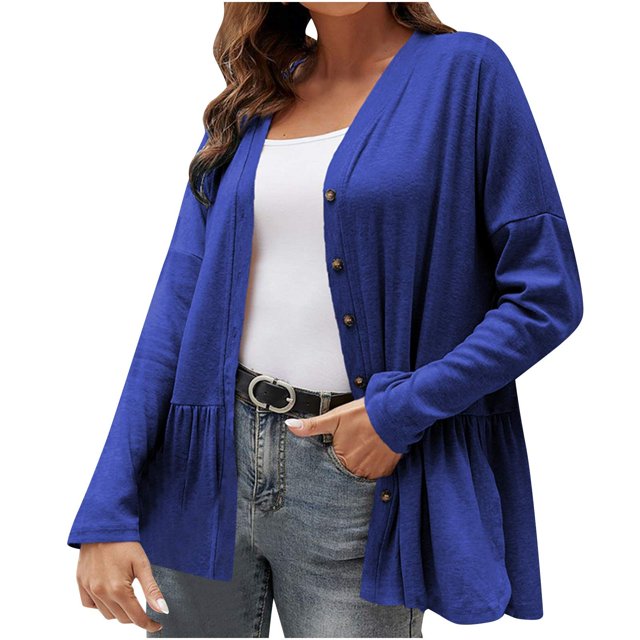MeetoTime Women's Lightweight Long Sleeve Cardigan Fall Button Down Coat Outerwear 2024 Clothes
