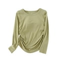 thumbnail image 1 of cfhntfmh Chandails à Manches Longues pour Femmes Hauts Thermiques Col Ras du Cou Soutien-Gorge Intégré Coupe par Temps Froid Couche de Base Chaude Ensembles Vêtements de Nuit (Vert, XX-Grand), 1 of 7