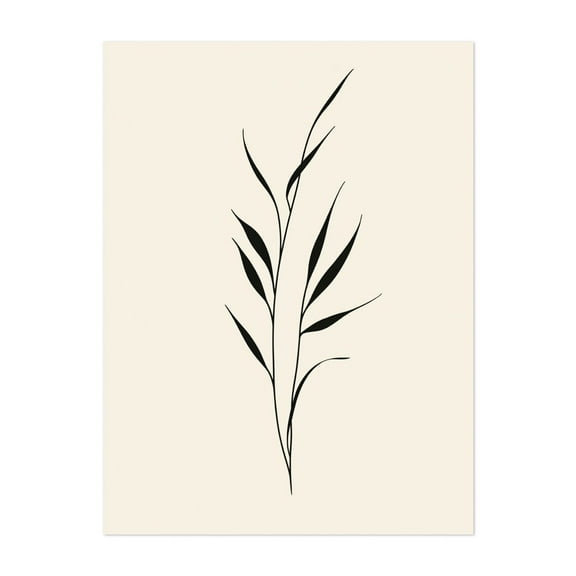 Floral Line Art - Line Drawing Minimalist Black and White Line Art Botanical Nature Floral Abstract Unframed Wall Art Print 5 x 7 inches