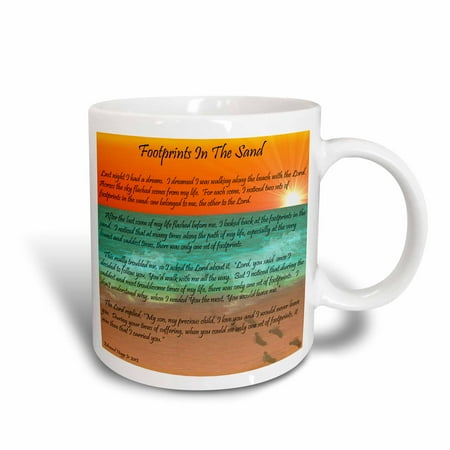 

3dRose Footprints In The Sand Ceramic Mug 11-ounce