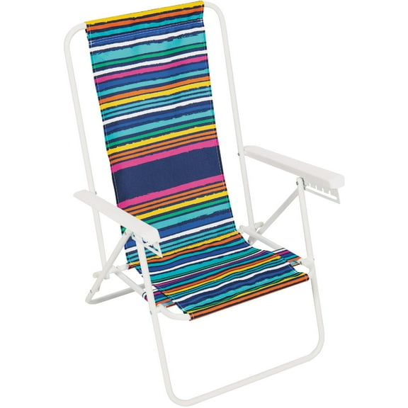 RIO Ipanema Adjustable Beach Chair, White Multi Stripe
