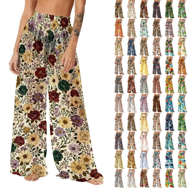 Pincandy Women See Through Sheer Mesh Pants Beach Swimsuit Bikini Bottom Cover up Party Club Elastic High Waist Wide Leg Pants