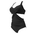 thumbnail image 4 of Women Front Cross Cutout One Piece Swimsuit Tummy Control High Waisted Sexy Backless Bathing Suit, 4 of 8