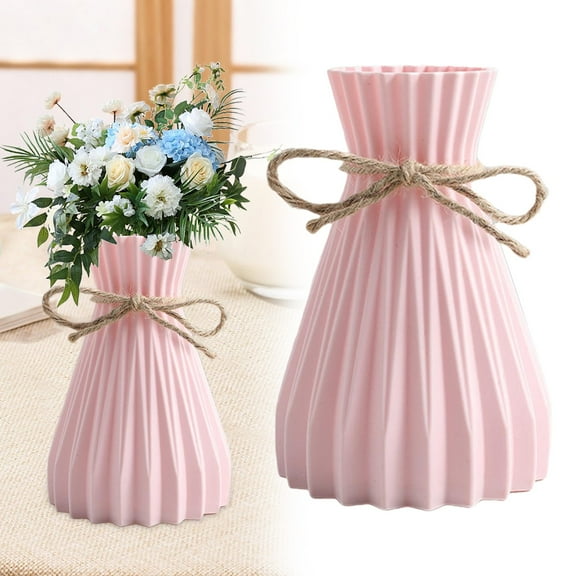 Plastic vase, Vases for Flowers Ceramic Look Unbreakable Home Decoration Vase European Wedding for Home Decor, Living Room, Table, Home, Office Gray(Pink,1pcs)