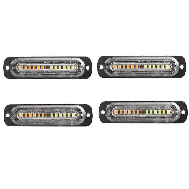4 luces estroboscópicas de advertencia para policía, 12 luces LED en miniatura, compatibles con vehículos de 12 V a 24 V, color amarillo
