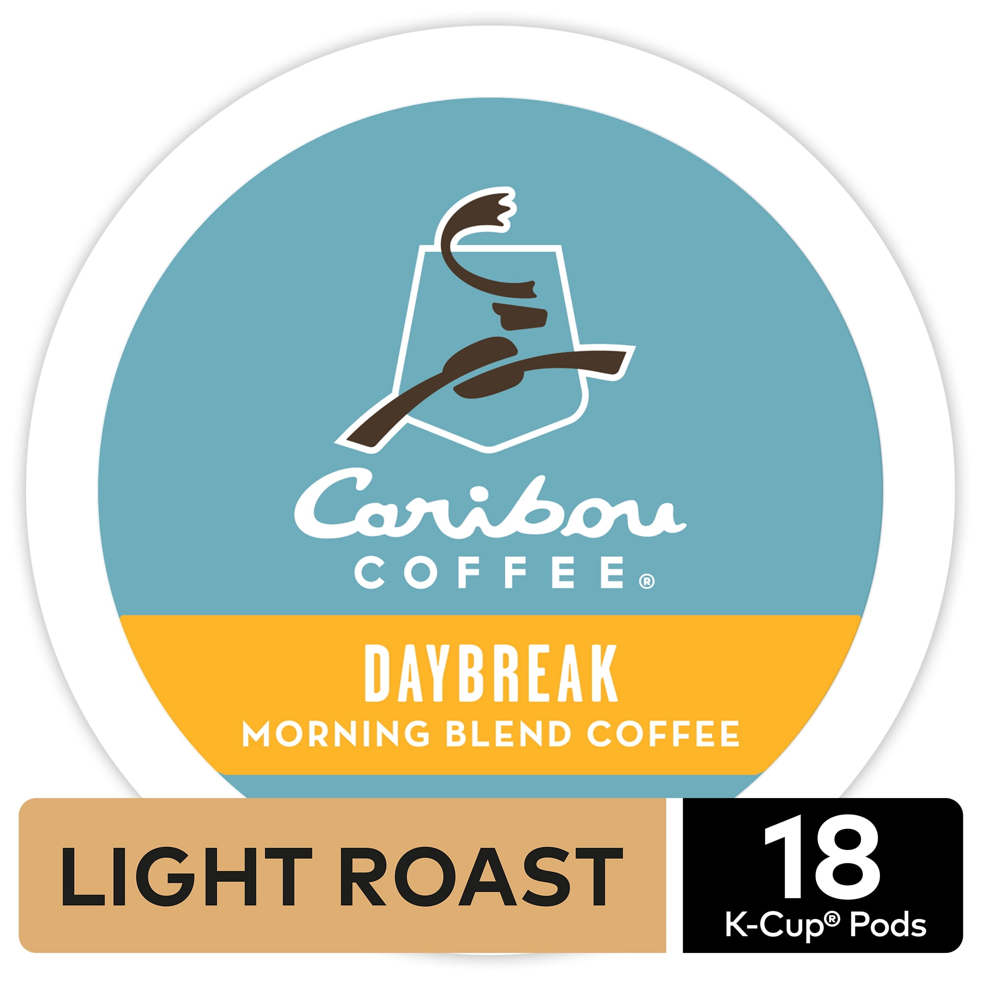 Caribou Coffee Daybreak Morning Blend K-Cup Pods, Light Roast, 18 Count for Keurig Brewers