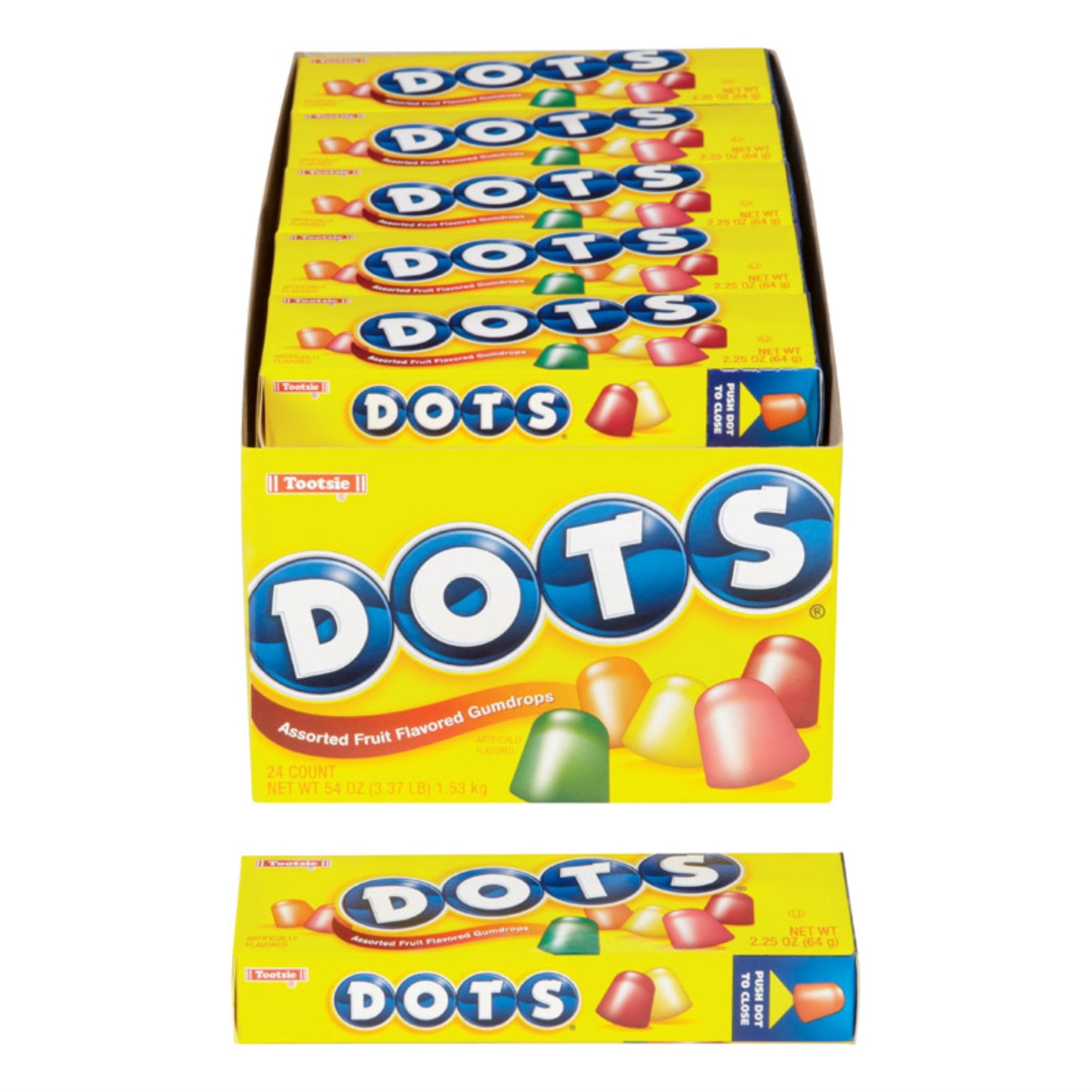 DOTS Individually Wrapped Candy - Original Gummy Candy Flavors - Cherry, Lime, Orange, Lemon & Strawberry - Gluten Free, Kosher & Peanut Free Gumdrops - Bulk 24ct, 2.2oz Dots Candy Boxes