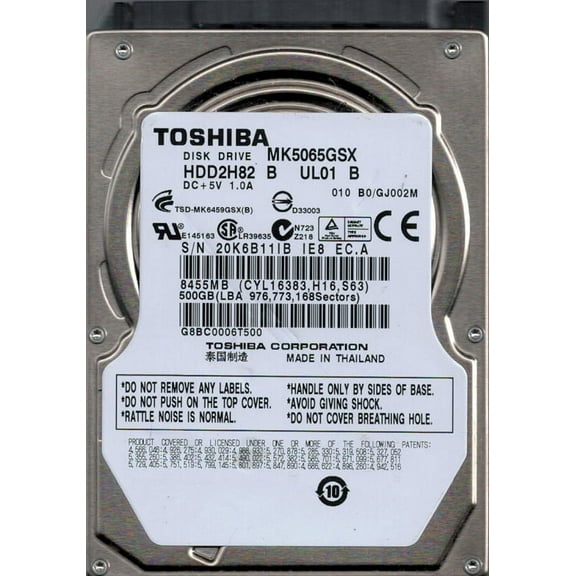 MK5065GSX HDD2H82 B UL01 B Toshiba 500GB