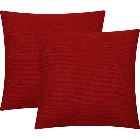 Mainstays Solid Texture Decorative Square Throw Pillow, 18" x 18", Red, 2 Pack