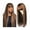 16inches, variant on Human Hair Wig with Bangs Ombre Highlight Brown Straight Hair for Women Density 180%